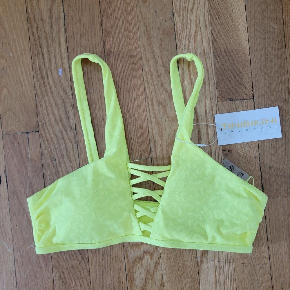 TiniBikini Women's Neon Citrus Pullover Swim Bikini Top Size Large